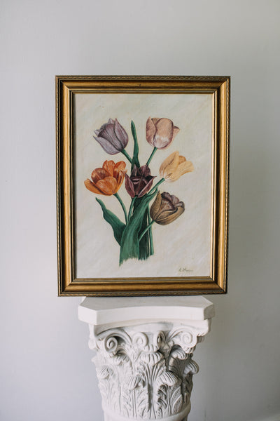 Vintage Garden Tulips Painting