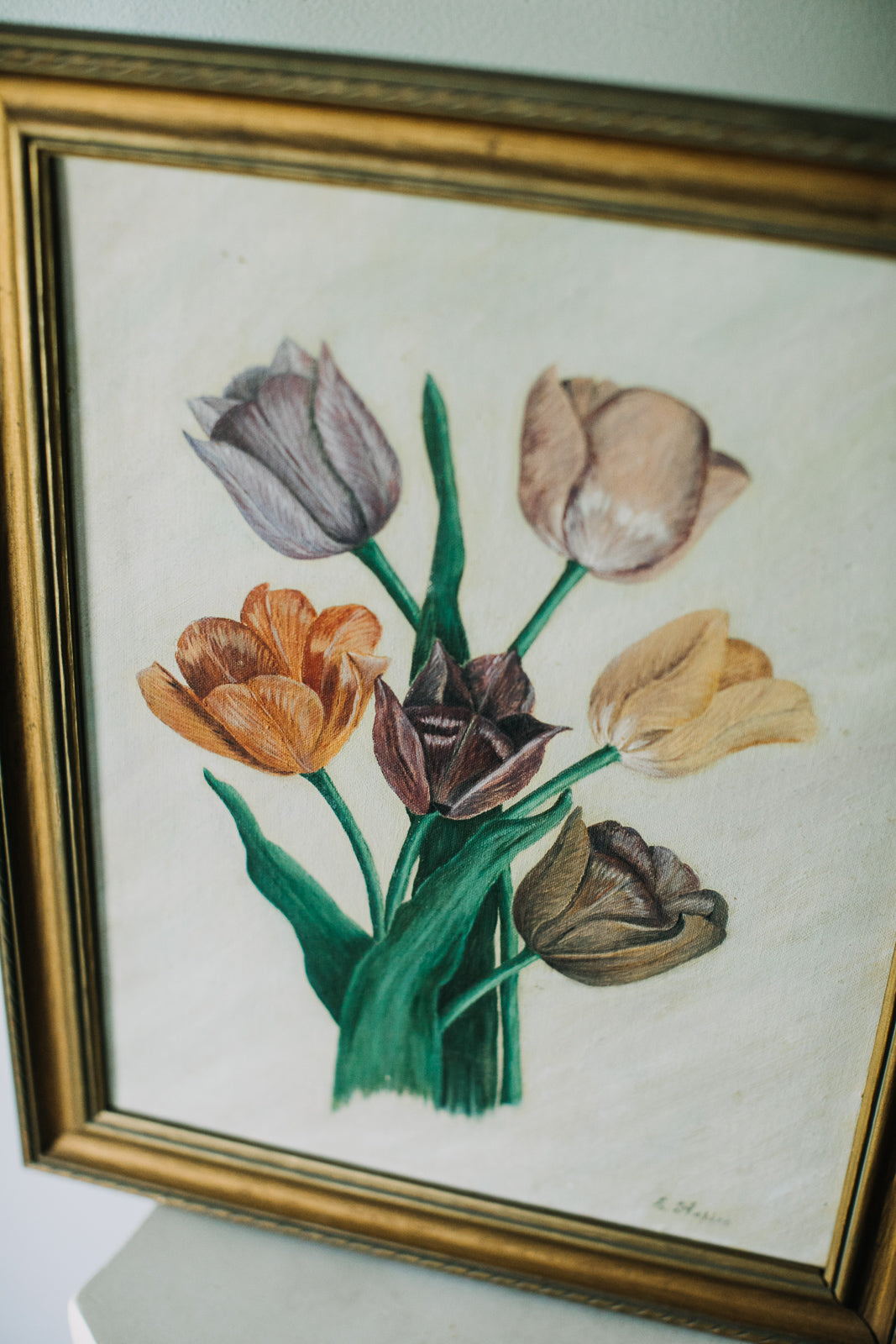 Vintage Garden Tulips Painting