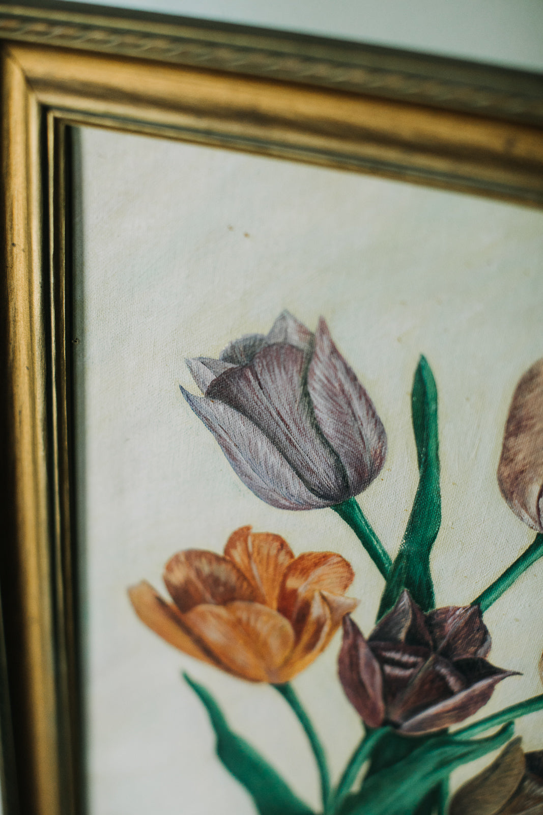 Vintage Garden Tulips Painting