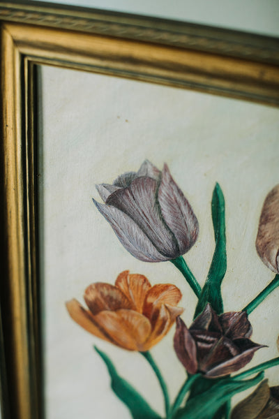 Vintage Garden Tulips Painting