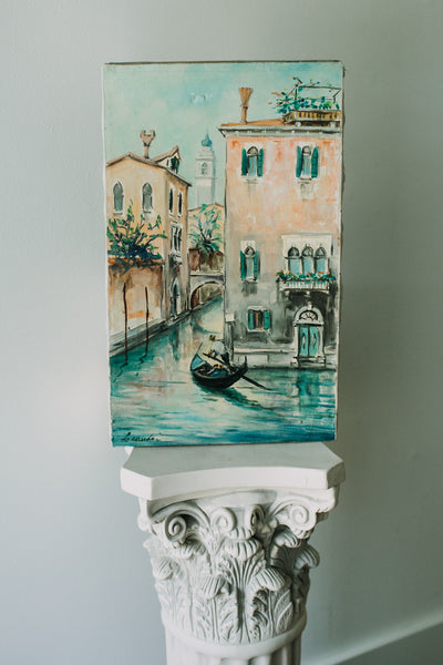 Vintage Venetian Canals Oil Painting